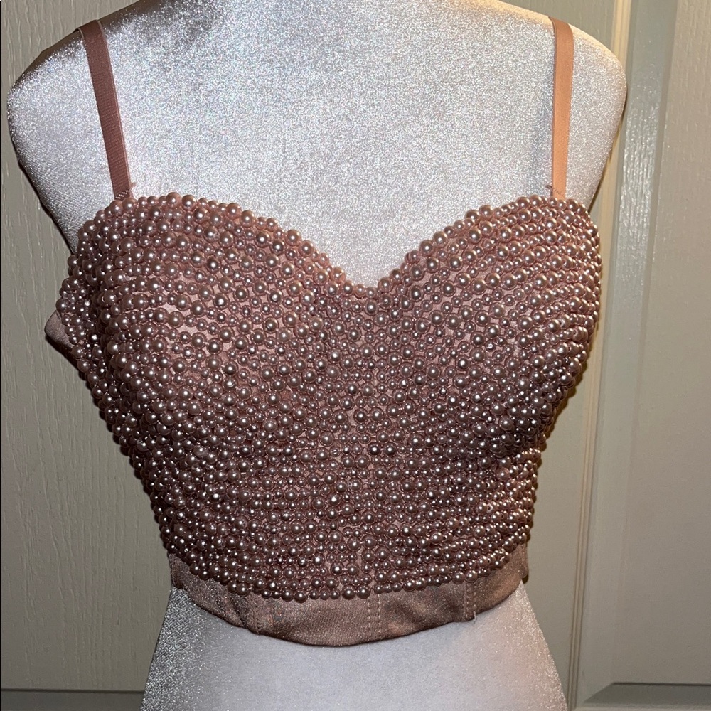 Beaded pink Crop Top